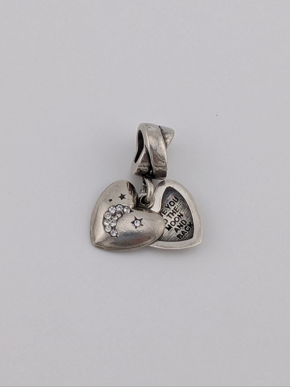 Vintage 925 Sterling Silver "I Love You To The Moon" Locket Charm - Fits Pandora